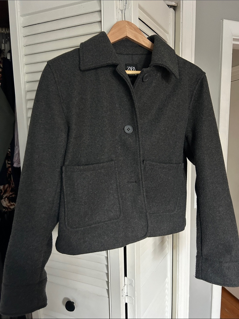 Zara Dark Gray Cropped Coat